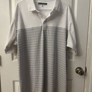 Pebble Beach Dry-Luxe performance white short sleeve dress shirt with gray‎ XXL